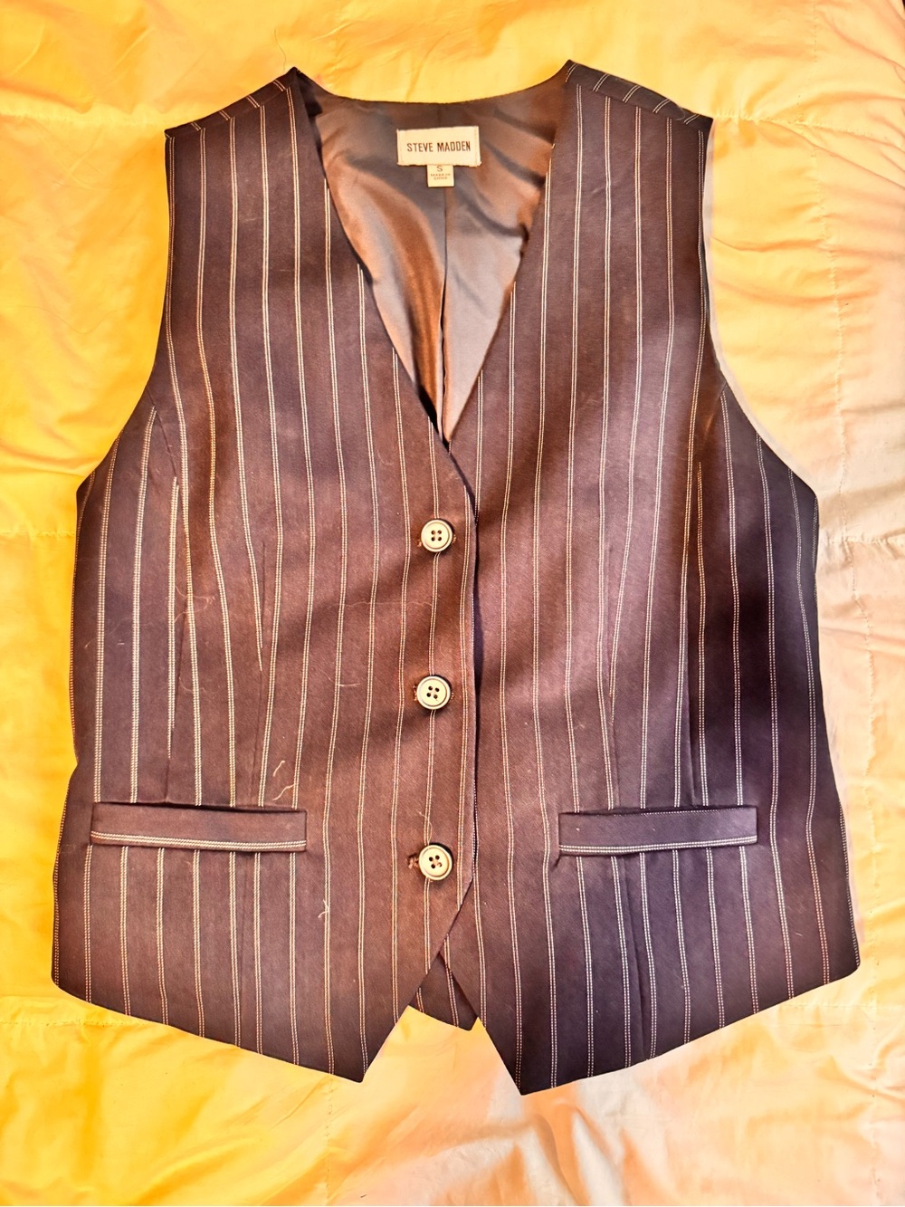 Steve Madden Women’s Navy Pinstripe Dress Vest
